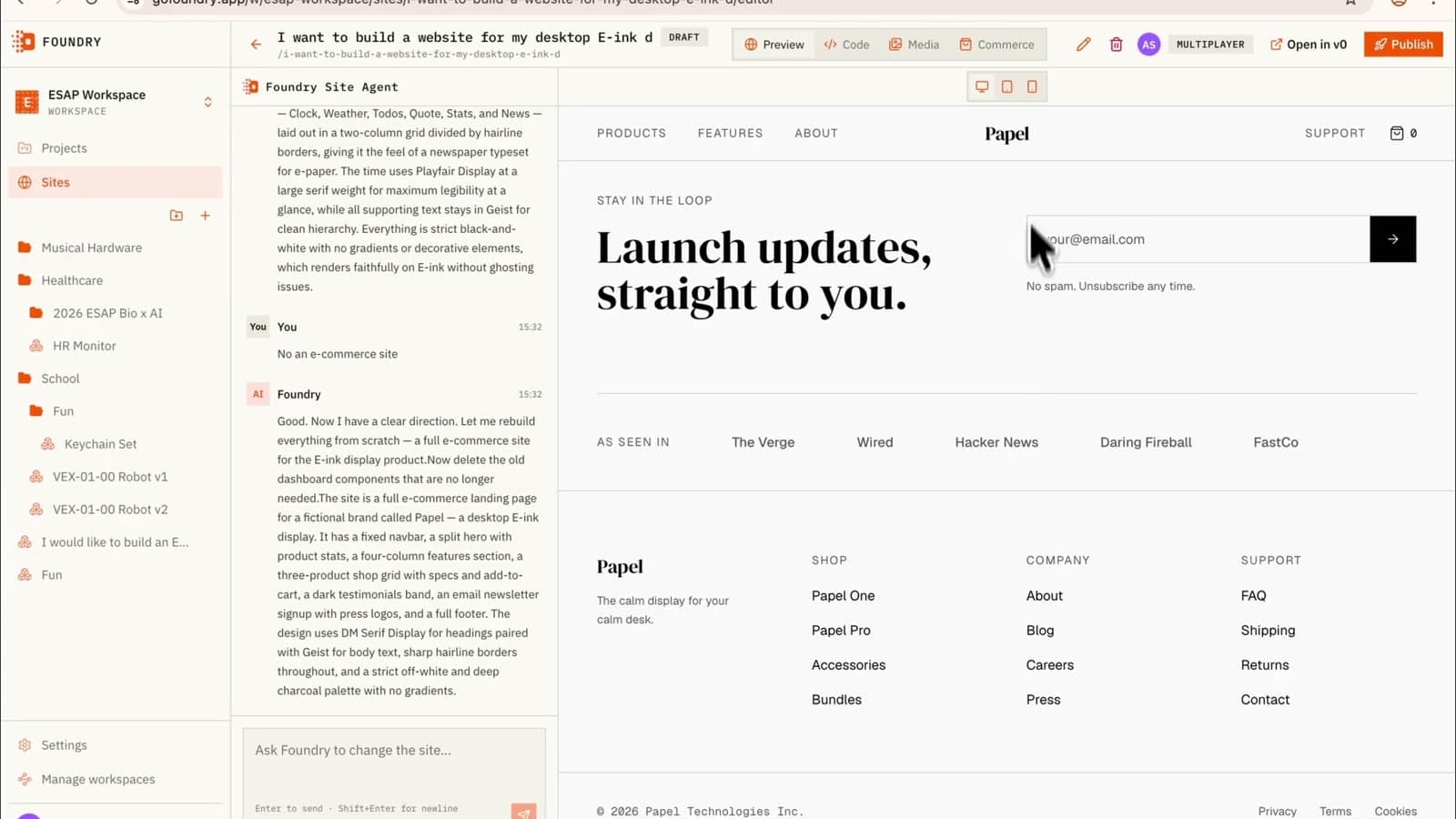 the storefront editor
