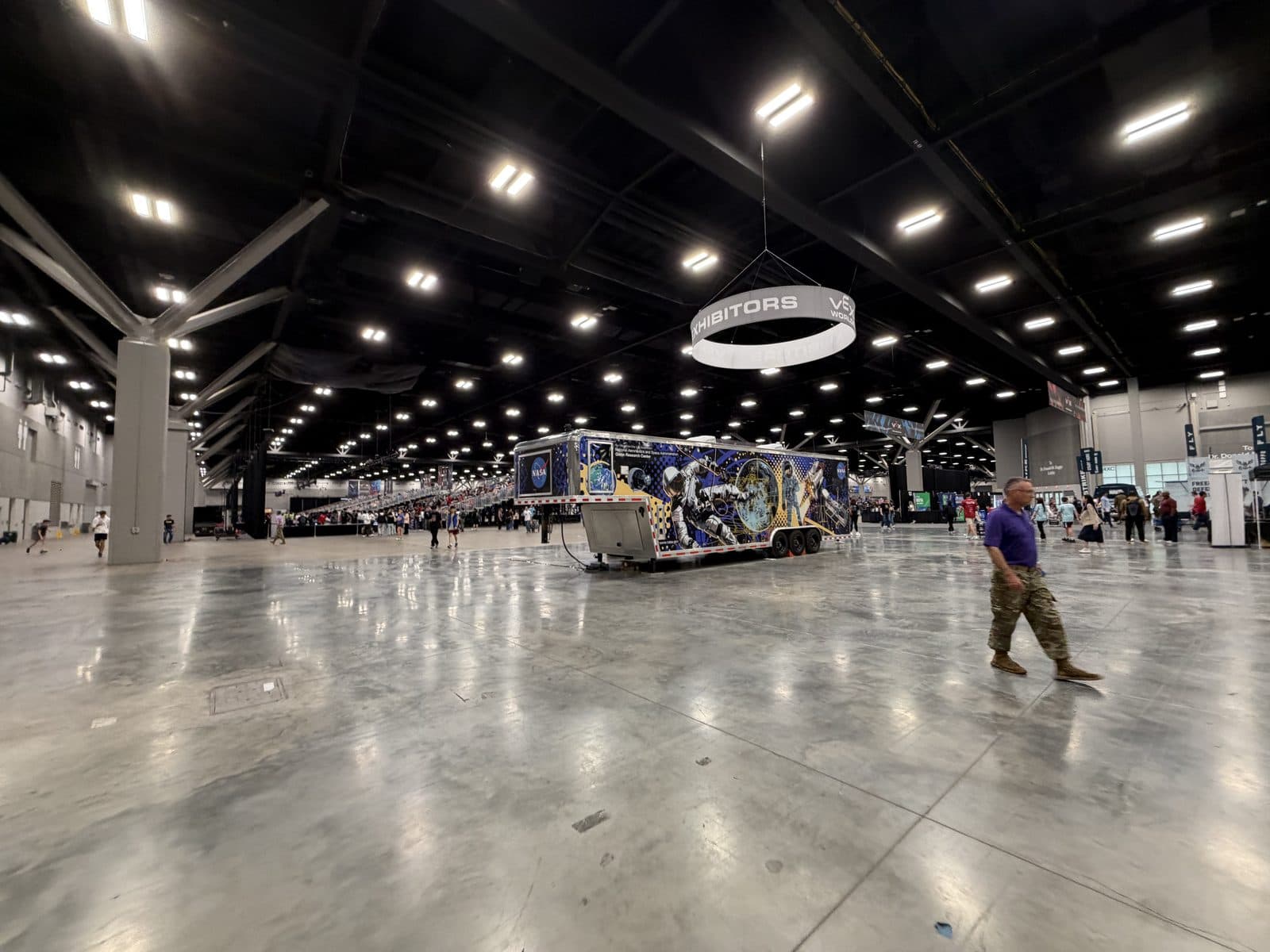 A wide, bright competition hall